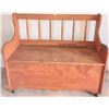 Image 1 : Wooden Storage Bench with Hinged Lid and Backrest