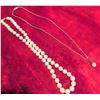 Image 1 : Stamped 10K Gold Chain w/ Pearl Pendant & Pearl Necklace w/ 10K Clasp