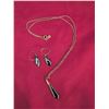 Image 1 : Stamped 10K Necklace and Earrings Set with Faceted Black Crystals