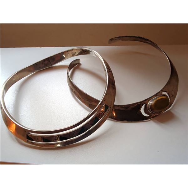 Sterling Silver Modernist Neck Collars, Taxco Stamped