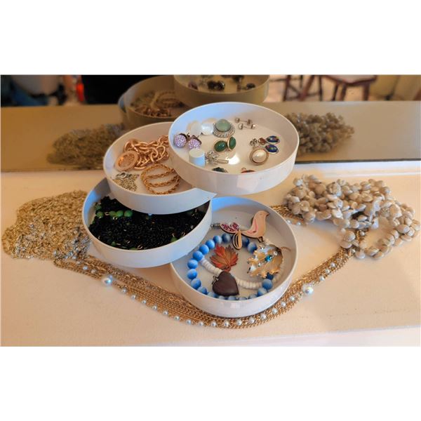 Jewelry Collection with Multi-Tiered Storage Container