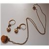Image 1 : Stamped 10K Locket Necklace and Pearl Drop Earrings Set