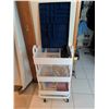 Image 1 : White Three-Tier Metal Rolling Cart with Drawer & Jewelry Storage Containers