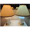 Image 1 : White Ceramic Table Lamps with Pleated Fabric Shades