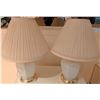 Image 4 : White Ceramic Table Lamps with Pleated Fabric Shades