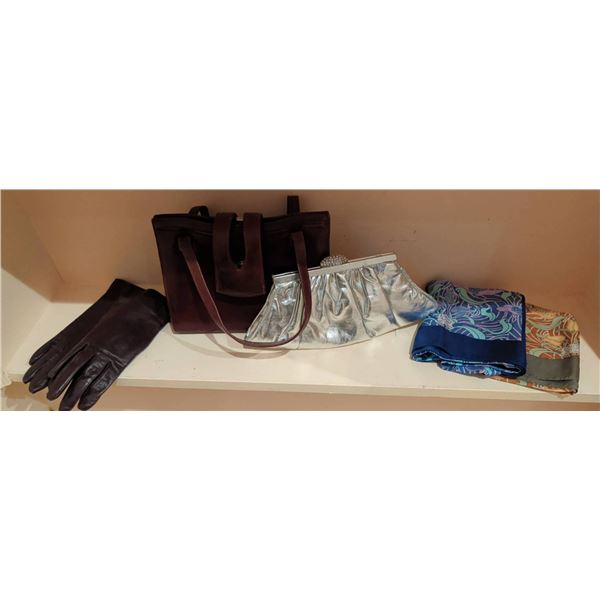 Womens Accessories Including Leather Gloves, Handbags, and Liberty Scarves