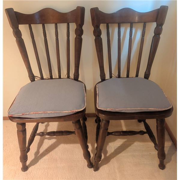 Wooden Spindle-Back Chairs with Removable Cushions