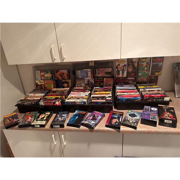 Extensive Collection of VHS Tapes Featuring Cult Classics and Movies