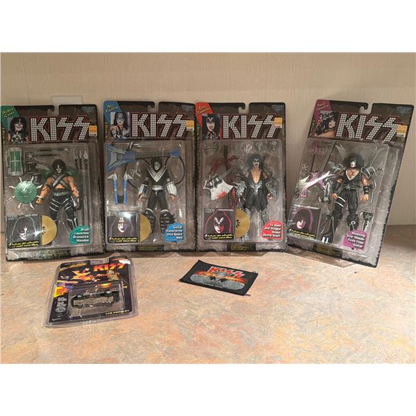 KISS McFarlane Action Figures, Johnny Lightning Car, and World Tour Patch Lot
