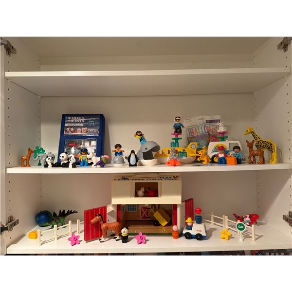 Vintage Fisher-Price Lot with Barn, Figures, and Accessories