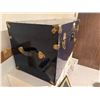 Image 6 : Blue Metal Steamer Trunk with Brass Hardware and Interior Lining