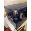 Image 7 : Blue Metal Steamer Trunk with Brass Hardware and Interior Lining