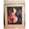 Image 2 : Framed Art Print Featuring Double Bass and Fishnet Stockings with Collection of Guitar Music Books
