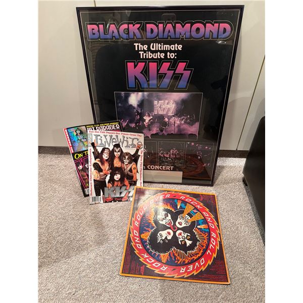 KISS Memorabilia Collection with Framed Black Diamond Tribute Poster