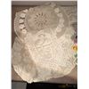 Image 5 : Vintage Hobnail Milk Glass Lamp with Metal Shade and Crochet Doilies