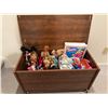 Image 1 : Wooden Storage Trunk With Barbie Dolls, Clothes, and Accessories