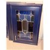 Image 2 : Four Wood Cabinet Doors with Stained Glass Inserts