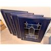 Image 4 : Four Wood Cabinet Doors with Stained Glass Inserts
