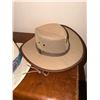 Image 2 : Four Hats: Overlander Genuine Leather, Budweiser Branded, Mesh Safari, and Woven Straw