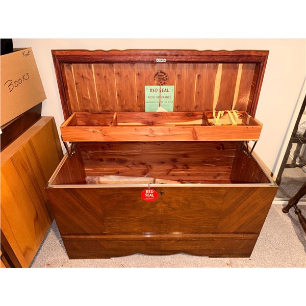 Mid-Century Modern Lane Cedar Chest with Red Seal Moth Insurance