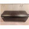 Image 4 : Dark Brown Faux Leather Storage Ottoman With Crochet Blankets