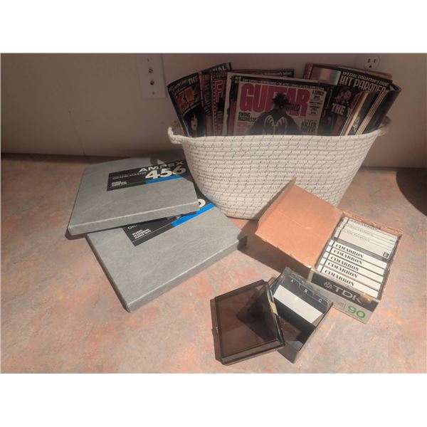 Music Magazines, Reel-To-Reel Tapes, And Blank Cassettes
