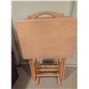 Image 1 : Wooden Folding TV Trays with Stand, 4 Pieces