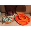 Image 1 : Tableware Including Ceramic Dish Set, Serving Tray, and Handmade Basket