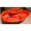 Image 3 : Tableware Including Ceramic Dish Set, Serving Tray, and Handmade Basket