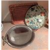 Image 6 : Tableware Including Ceramic Dish Set, Serving Tray, and Handmade Basket