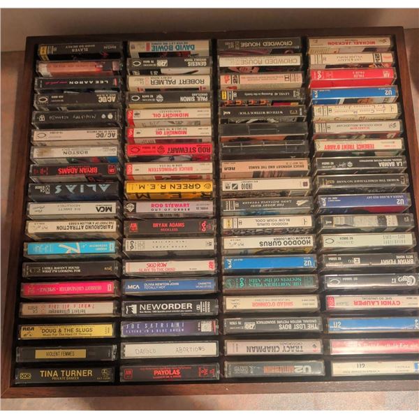 100+ Vintage Music Cassette Tapes in Protective Wooden Case