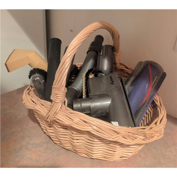 Dyson Vacuum Cleaner Attachments in Wicker Basket