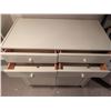 Image 3 : White Wooden Kitchen Hutch with Glass-Panel Upper Cabinet and Storage