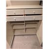 Image 4 : White Wooden Kitchen Hutch with Glass-Panel Upper Cabinet and Storage