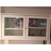 Image 5 : White Wooden Kitchen Hutch with Glass-Panel Upper Cabinet and Storage