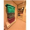 Image 2 : Three Plastic Storage Bins with Two White Lids or Platforms