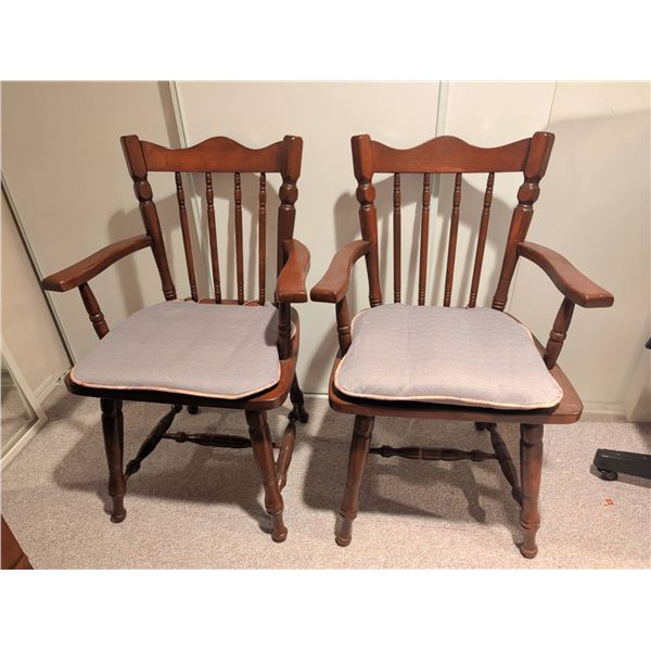 Wooden Spindle-Back Armchairs with Cushions