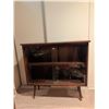 Image 1 : Mid-Century Modern Wood and Glass Display Cabinet with Sliding Doors