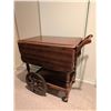Image 1 : Folding Wood Tea Trolley with Hinged Drop Leaves and Wood Wheels