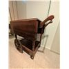 Image 2 : Folding Wood Tea Trolley with Hinged Drop Leaves and Wood Wheels