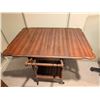 Image 4 : Folding Wood Tea Trolley with Hinged Drop Leaves and Wood Wheels
