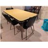 Image 3 : Mid-Century Yellow Laminate Dining Table with Chrome Legs and Four Black Vinyl Chairs