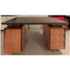 Image 1 : Mid-Century Modern Wood Desk with Integrated Storage Drawers