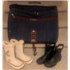 Image 1 : Samsonite Garment Bag w/ 2 Pairs of Ladies Size 5 Leather Boots (Merrell and Rieker)