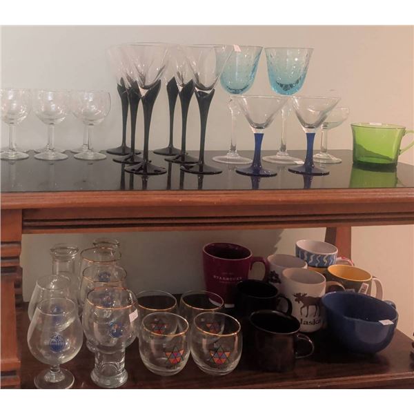 Glassware Including Stemware, Tumblers, and Mugs