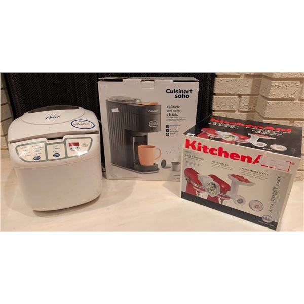 KitchenAid Mixer Attachments, Cuisinart SOHO Coffee Maker & Oster Bread Maker