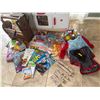 Image 1 : Childrens Activity Lot with Books, Stamps, Art Supplies, and Wooden Organizer