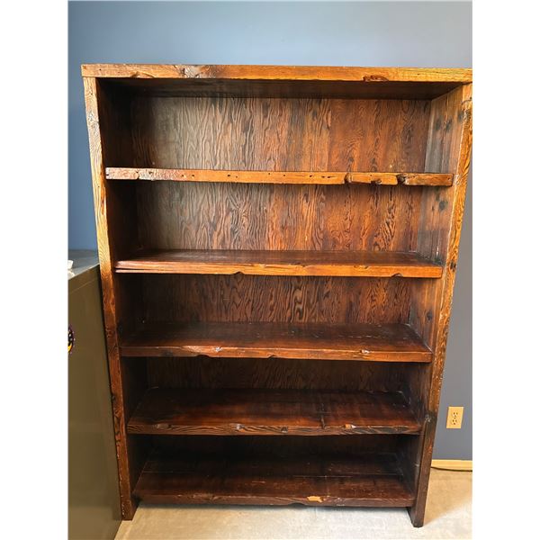 Solid Barn Wood Five-Shelf Bookcase in Dark Finish