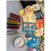Image 2 : Large Mixed Lot: Childrens Books, Art Supplies, Toys, and Curtains