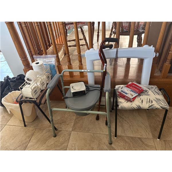 Mobility and Home Care Equipment Including Commode Chair, Step Stools, and Accessories